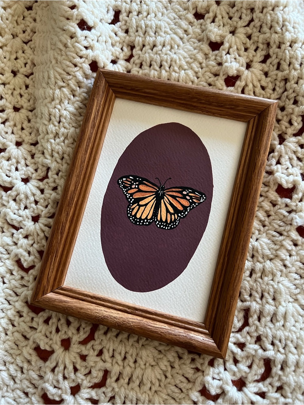Hand Painted Framed Monarch Butterfly Art